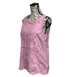 Gap Pink Embroidered Eyelet Tank Top Women’s M Sheer Cotton Blouse Y2K Preppy Photo 3