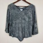 Oh My Gauze Top Womens S/M Gray Tie Dye 100% Cotton 3/4 Sleeve V Photo 0