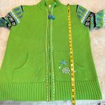 Quacker Factory VTG  Zip Up Sweater Woman’s Size Medium Bright Green Snowflake Photo 4