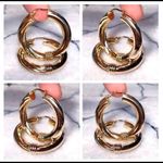 UNOAERRE 14KT DESIGNER X-LG HOOPS ~ BUTTERY RICH SOLID LUSTROUS YELLOW GOLD EARRINGS Photo 3