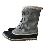 Sorel Caribou Slim Gray Waterproof Snow Boots Sz 9 Faux Fur Insulated Leather Photo 3