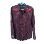 Adam Selman  Cowgirl Striped‎ Embroidered Button Down Sz8 Photo 2