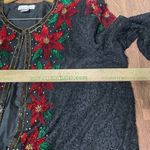 Laurence Kazar  2x Silk Sequin‎ Beaded Poinsettia Christmas Jacket Vintage Photo 3