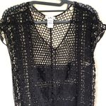 Black Cotton Crochet Boho Lace beachwear Coverup Small Photo 1