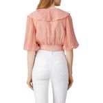 Amur 💕💕 Naya Ruffled Wrap Top Lemon Peach Rose Lace Small Puff Sleeve Crop Top Photo 6