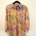 Ralph Lauren Cotton Nightshirt Monogrammed Floral Button Down Size S Small Photo 1
