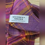 Accessory Street Purple Yellow Plaid Sheer Long Neck Scarf Photo 2