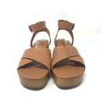 Lucky Brand Famla Size 8 Brown Leather Slingback Platform Sandal Chunky Photo 1