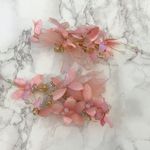 Bridal Wedding Coral Pink Crystal Gold Hairclips Photo 4