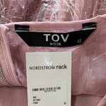 TOV Noir Pink Feathered Fringe Frill Bubble Sleeve Mini Dress Size 42 NWT Photo 2