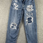 American Eagle  Jeans Women 0 Distressed Plaid‎ Patch Frayed Denim Pants Photo 0