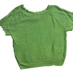 Vintage Y2K Carly Blake Women 1X Green Knit Crochet Short Sleeve Sweater Cotton Photo 0