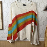 Wooden Ships  Cream Knit Sweater with Rainbow Stripes - Size - M/L Photo 0