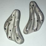 Vintage Abstract Glazed Ceramic Boho Earrings with Dots Red Photo 3