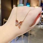 18K Gold Plated Purple Crystal Butterfly Pendant Necklace for Women Photo 2