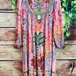 Farm Rio  Fruits Queen Scarf Pink Short Sleeve Midi Dress Womens Small Boho NWT Photo 0