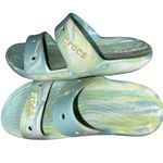 Crocs  Classic Marbled Tie Dye Two-Strap Sandals Waterproof Sz W7 / M5 blue green Photo 1