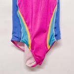 Speedo Vintage Neon One Piece Swimsuit Bathing Suit Racerback Pink Blue Yellow Photo 2