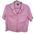 Buffalo David Bitton Pink Linen Blend Short Sleeve Button Up Shirt Boxy Relaxed Photo 0