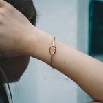 Rose Gold Love Knot Cuff Bangle Red Photo 0