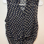 Brandy Melville Women’s Y2K Black Floral Sheer Sleeveless Blouse One Size Photo 0