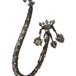 Antique Victorian Golden Cloak/Cape Chain Chatelaine Fleur De Le Crown Brooch Gold Photo 0