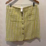 Talbots NWT  Womens A Line Skirt Size 8 Green White Plaid Tweed Button Front Photo 0