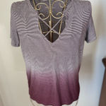 American Eagle stripe short sleeve cris cross top XS Photo 0