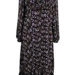 143 Story By Line Up Sz M Floral Maxi Brown Lavendor Front Slit Dress Photo 0