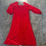 NWOT La Ligne Size‎ 3X Smoked Bodice Midi Dress Red Pockets Square Neck Photo 1