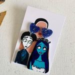 Boutique Corpse Bride Blue Glitter Drop Halloween Statement Earrings Photo 0