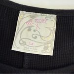 Free People X Marion Embroidered Thermal Waffle Knit Long Sleeve Cuff Top Black Photo 14