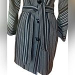 Anne Klein Wool Blend Belted Jacket Coat Womens Size Small Black Brown Striped Photo 5