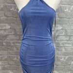 Club L London Ruched Blue Twist Front Halter Neck Mini Dress Size 6 Photo 0