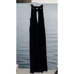 Windsor  Black Long Formal Prom dress High Neck- Beaded Neck & Waist, Keyhole -L Photo 2