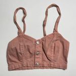 American Eagle  Pink Denim Button-Up Crop Top Size 2 Photo 0