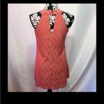 Candie's  Dress Women small Coral Pink Floral Lace Beaded Neck Back Keyhole Lined. Photo 1