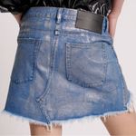 One Teaspoon Free People Blue Future Junkyard Micro Mini Skirt 25 Shimmer Fray Photo 7
