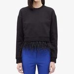 Derek Lam 10 Crosby Black Crewneck Ostrich Feather Hem Pullover Sweater Size S Photo 0