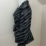 Sandro Sportswear Zebra Print Belted Blazer Jacket Black Gray L Photo 1