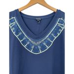 Nic+Zoe | 2X | Women's Embroidered Short Sleeve Pier Dress Mini Pockets Navy Photo 1