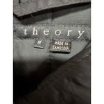 Theory  Fur Hood Puffer Jacket Black Stretch Cotton Size Medium Thick Lined Photo 4
