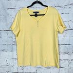 Karen Scott Women's Size XL Butter Yellow Henley Soft Cotton 3/4 Sleeve T Shirt Photo 0