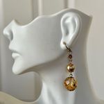 Vintage crystal drop bead earrings Gold Photo 4