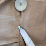 Nine West  Women's 100% Leather Jacket Tan Floral Lining two Button Blazer L Photo 8