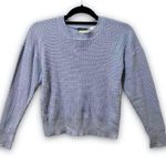 Pink Rose Knit Crewneck Sweater Periwinkle Blue Keyhole Cutout Back XS Photo 0
