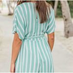 Pink Lily ✨ Striped Sage Sz Large Romper✨ Photo 4