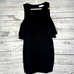 Eliza J  Black Cold Shoulder Ruffle Fitted Knit Sheath Cocktail Dress 16W Photo 1