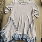 easel Gray Waffle Weave Blouse Top Photo 5