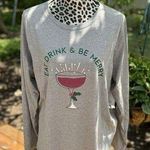 Sonoma Shirt Tee Top Sz XXL Eat Drink & Be Merry Holiday Gray Knit Christmas New Photo 0
